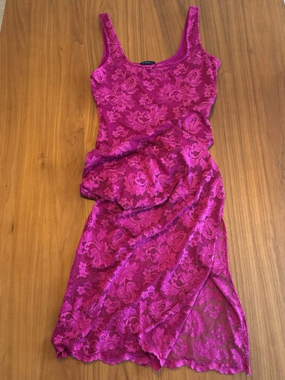 Bebe Fuchsia Lace Tank Midi Dress